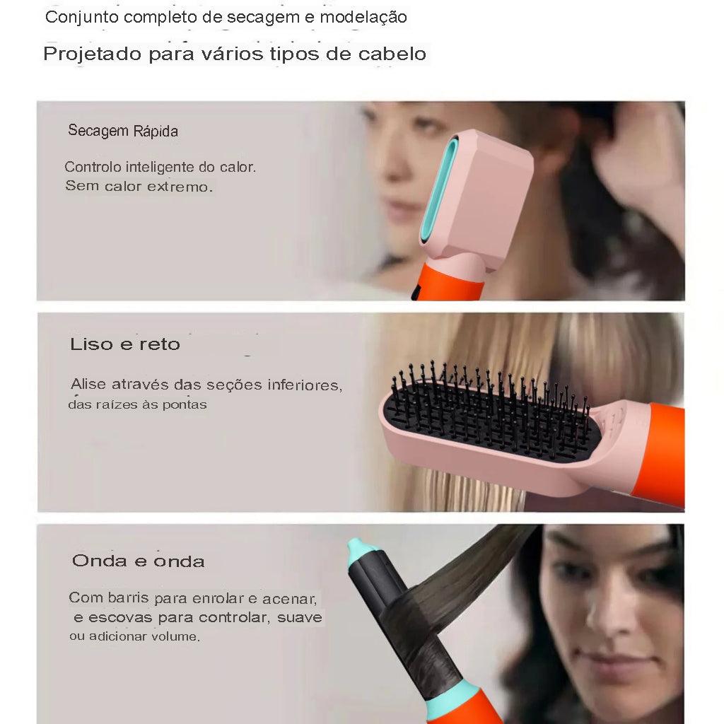 Secador de Cabelo 5 em 1 modelador de cabelo com barril de ondulação Escova de ar quente Multifuncional