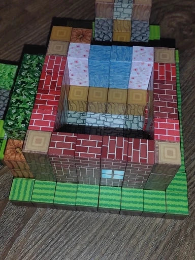 MINECRAFT VIDA REAL - BLOCOS DE MINECRAFT MAGNÉTICOS EMPILHÁVEIS - Brinquedo Sensorial STEM para Crianças do Mundo Minecraft